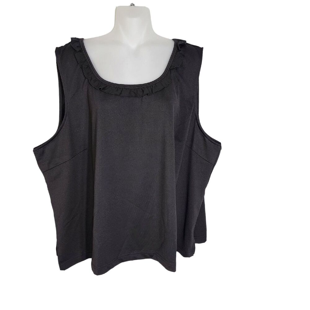 Joan Rivers Womens Tank Top 3X Wardrobe Builders Classic Ruffle Detailed A216693